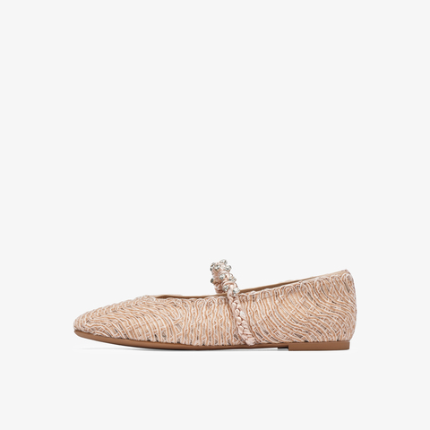 73hours女鞋转角巴黎2025秋季新品编织镂空鞋面平底纯色玛丽珍鞋