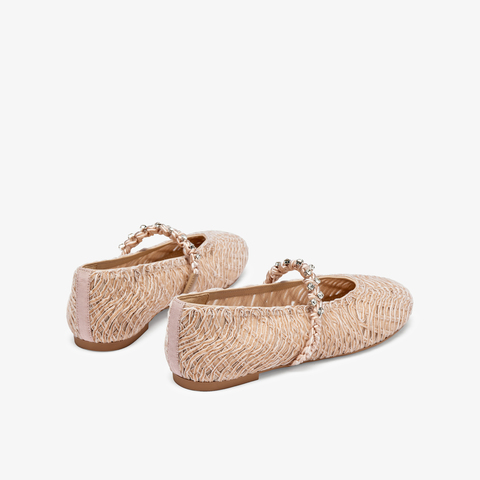 73hours女鞋转角巴黎2025秋季新品编织镂空鞋面平底纯色玛丽珍鞋