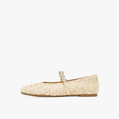 73hours女鞋转角巴黎2025秋季新品编织镂空鞋面平底纯色玛丽珍鞋