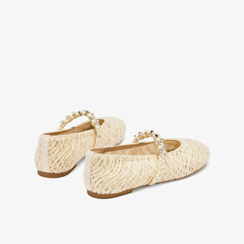 73hours女鞋转角巴黎2025秋季新品编织镂空鞋面平底纯色玛丽珍鞋