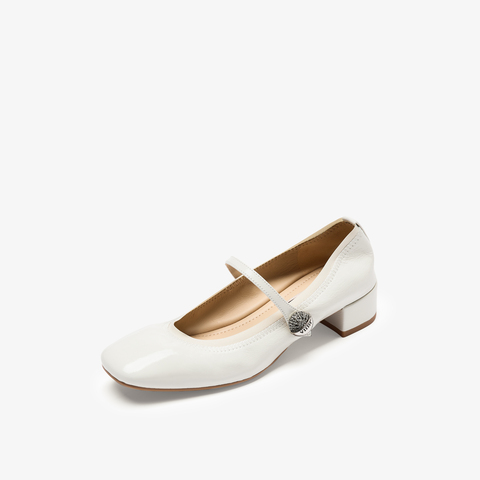 73hours女鞋可露丽2025秋季新品方跟纯色方头玛丽珍鞋