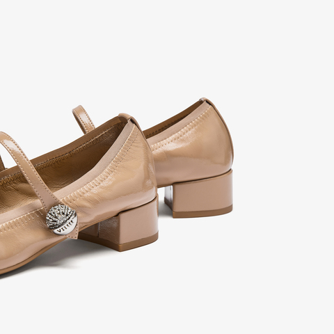 73hours女鞋可露丽2025秋季新品方跟纯色方头玛丽珍鞋