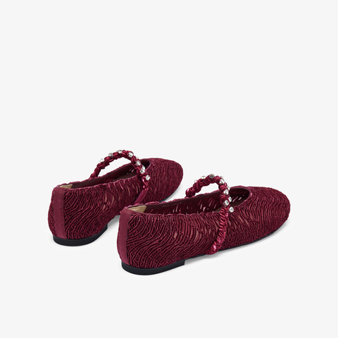 73hours女鞋转角巴黎2025秋季新品编织镂空鞋面平底纯色玛丽珍鞋