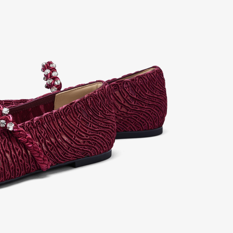 73hours女鞋转角巴黎2025秋季新品编织镂空鞋面平底纯色玛丽珍鞋