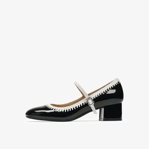 73hours女鞋轻甜派2025秋季新品方跟圆头纯色玛丽珍鞋