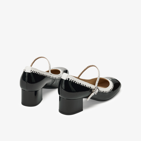 73hours女鞋轻甜派2025秋季新品方跟圆头纯色玛丽珍鞋