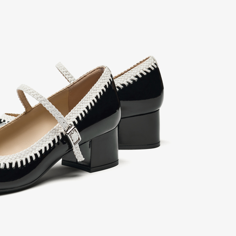 73hours女鞋轻甜派2025秋季新品方跟圆头纯色玛丽珍鞋