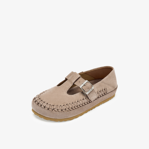 73hours女鞋开心果2025秋季新品平底纯色圆头魔术贴勃肯鞋