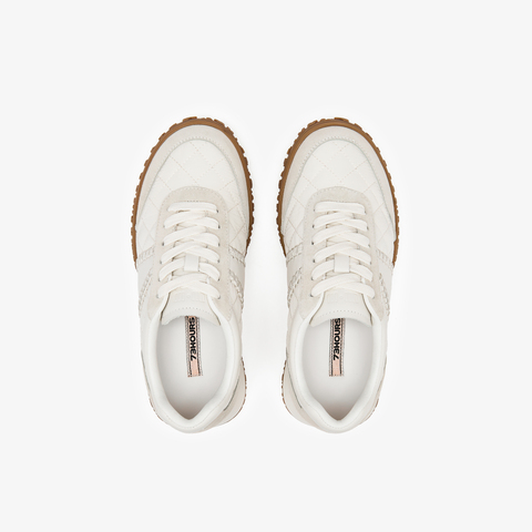 73hours女鞋奶油华夫2025秋季新品平底圆头拼色德训鞋