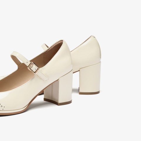 73hours女鞋塞纳河畔2025秋季新品圆头方跟纯色玛丽珍鞋