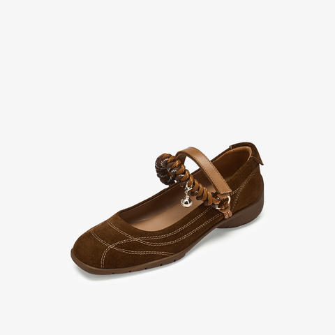 73hours女鞋蒙布朗2025秋季新品平底纯色圆头玛丽珍鞋