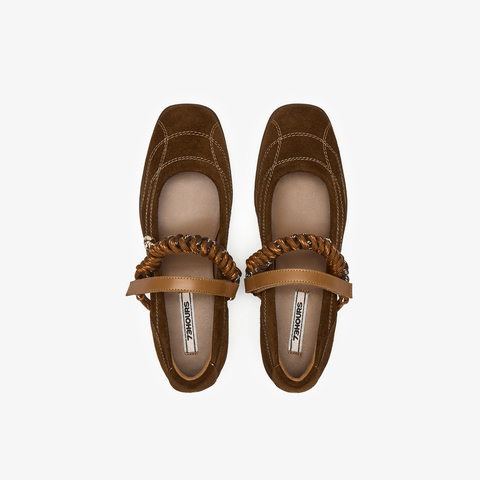 73hours女鞋蒙布朗2025秋季新品平底纯色圆头玛丽珍鞋