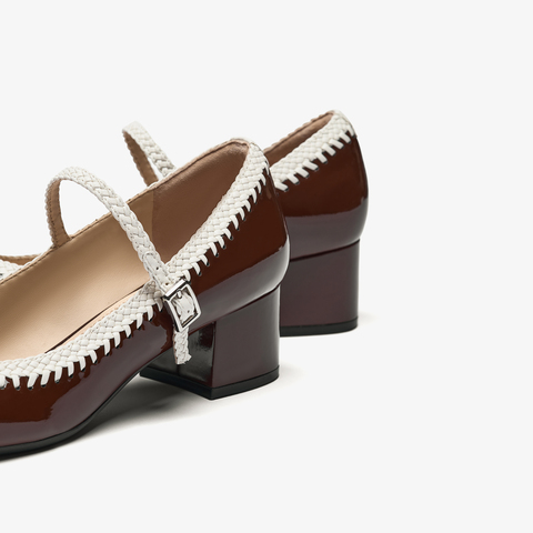 73hours女鞋轻甜派2025秋季新品方跟圆头纯色玛丽珍鞋