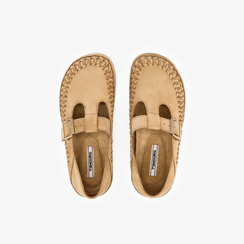 73hours女鞋开心果2025秋季新品平底纯色圆头魔术贴勃肯鞋