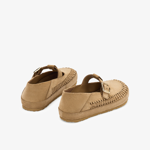 73hours女鞋开心果2025秋季新品平底纯色圆头魔术贴勃肯鞋