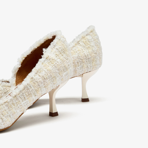 73hours女鞋尽兴优雅2025秋季新品细跟尖头纯色饰扣浅口单鞋