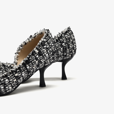 73hours女鞋尽兴优雅2025秋季新品细跟尖头纯色饰扣浅口单鞋