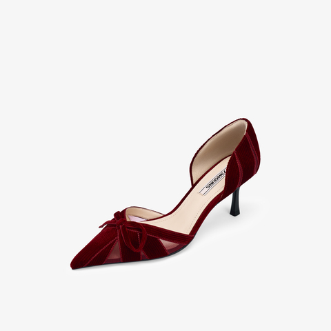 73hours女鞋浪漫独白高跟2025秋季新品细跟尖头纯色高跟单鞋