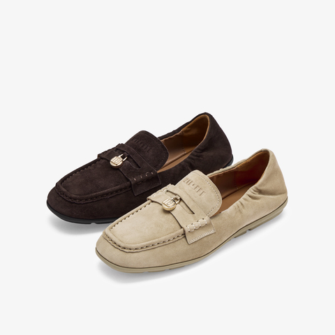 73hours女鞋Pancake2025秋季新品圆头平底纯色乐福豆豆鞋