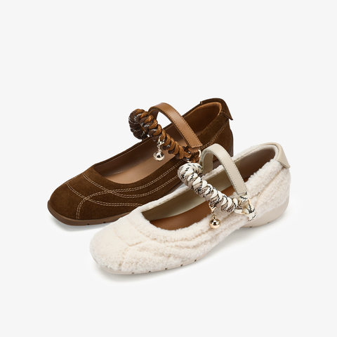 73hours女鞋蒙布朗2025秋季新品平底纯色圆头玛丽珍鞋