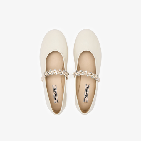 73hours女鞋转角巴黎2025秋季新品编织镂空鞋面平底纯色玛丽珍鞋