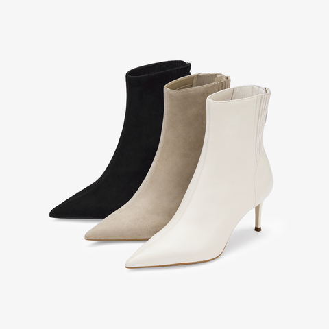 73hours女鞋OOTW2025冬季新品尖头细跟纯色时装靴