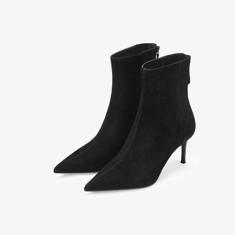 73hours女鞋OOTW2025冬季新品尖头细跟纯色时装靴