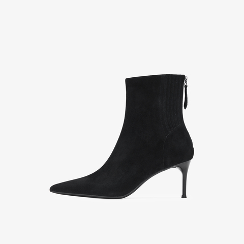 73hours女鞋OOTW2025冬季新品尖头细跟纯色时装靴