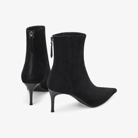 73hours女鞋OOTW2025冬季新品尖头细跟纯色时装靴