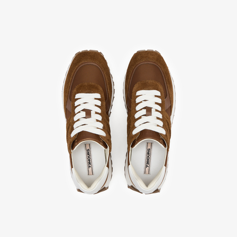 73hours女鞋可可豆2025秋季新品系带纯色平底休闲鞋