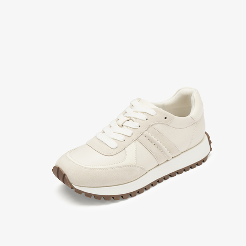 73hours女鞋可可豆2025秋季新品系带纯色平底休闲鞋