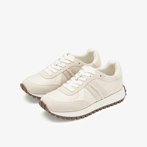 73hours女鞋可可豆2025秋季新品系带纯色平底休闲鞋