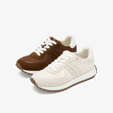 73hours女鞋可可豆2025秋季新品系带纯色平底休闲鞋