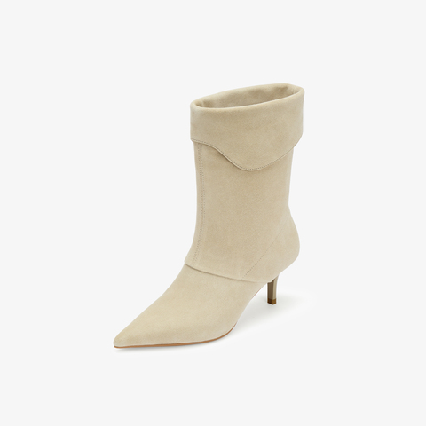 73hours女鞋露台微风2025冬季新品串色尖头细跟时装靴