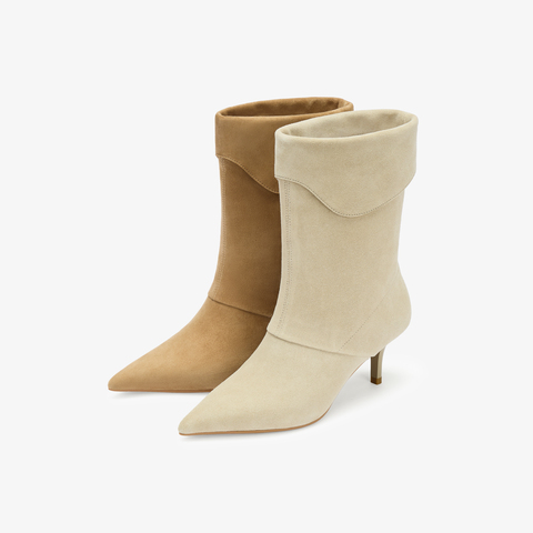 73hours女鞋露台微风2025冬季新品串色尖头细跟时装靴