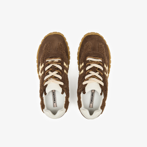 73hours女鞋杏仁烤奶2025秋季新品平底系带拼色德训鞋