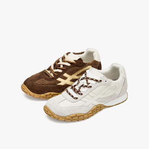 73hours女鞋杏仁烤奶2025秋季新品平底系带拼色德训鞋