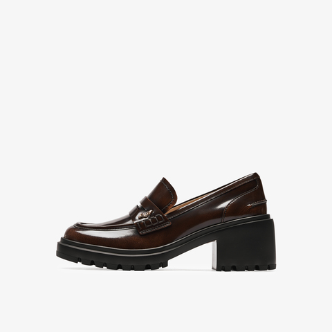 73hours女鞋落叶音效2025秋季新品方跟圆头纯色乐福鞋