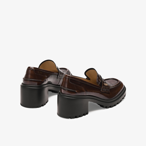 73hours女鞋落叶音效2025秋季新品方跟圆头纯色乐福鞋