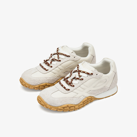 73hours女鞋杏仁烤奶2025秋季新品平底系带拼色德训鞋