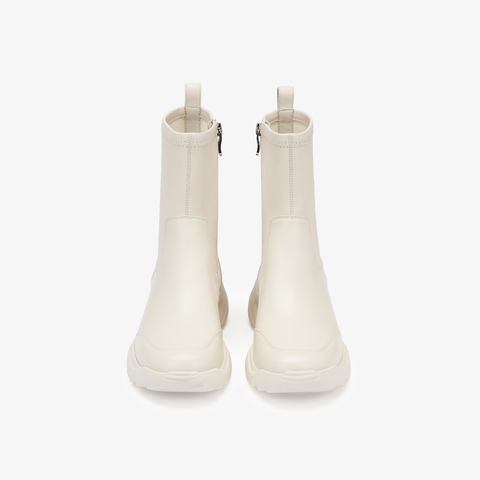 73hours女鞋马斯卡彭2025冬季新品纯色圆头厚底时装靴