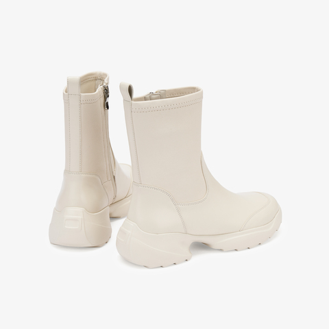 73hours女鞋马斯卡彭2025冬季新品纯色圆头厚底时装靴