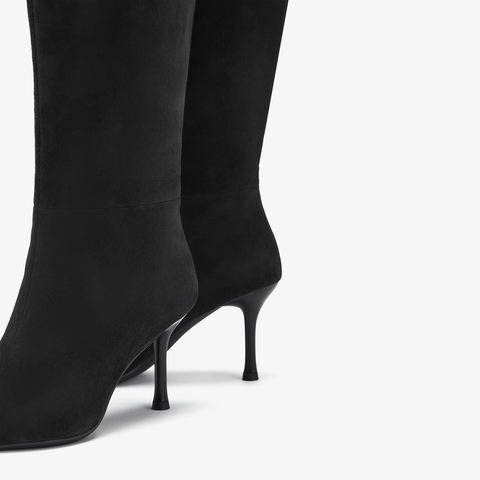 73hours女鞋看展日2025冬季新品尖头细跟纯色时装靴