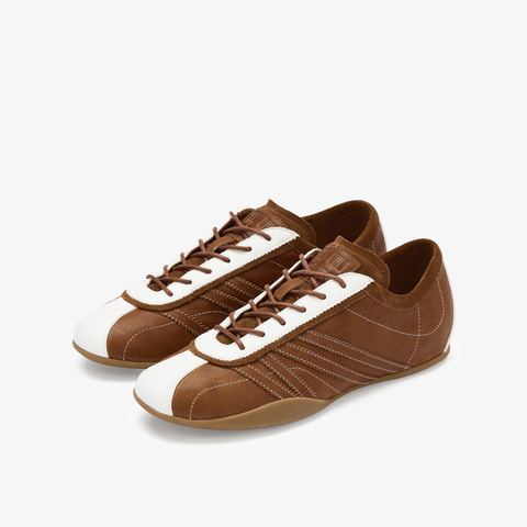 73hours女鞋Sun Kiss2025秋季新品圆头系带拼色德训鞋