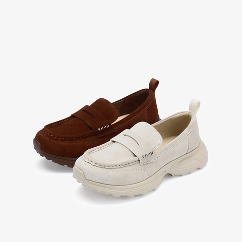 73hours女鞋秋日频道2025秋季新品纯色厚底圆头乐福鞋