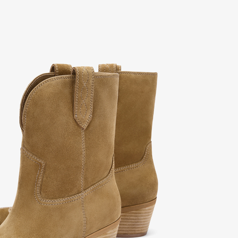 73hours女鞋旷野玫瑰2025冬季新品纯色方跟圆头西部靴