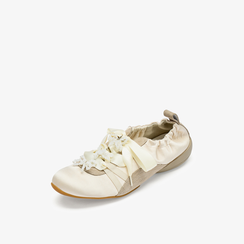 73hours女鞋小酒窝2025秋季新品圆头纯色系带德训鞋