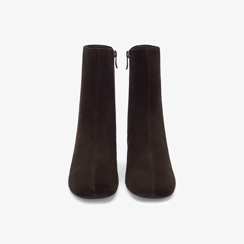 73hours女鞋回归极简2025冬季新品圆头方跟纯色时装靴