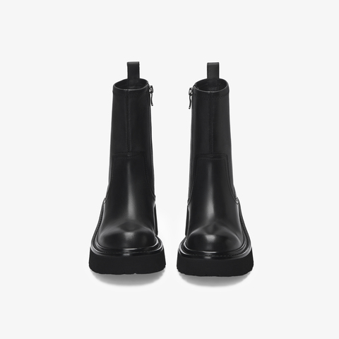 73hours女鞋自由轮廓2025冬季圆头纯色方跟弹力靴