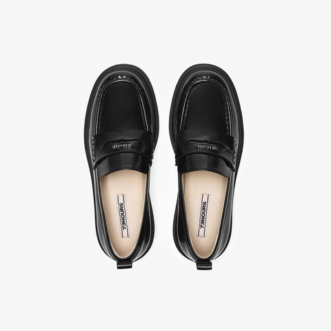 73hours女鞋肖邦琴键2025秋季新品方跟纯色圆头乐福鞋